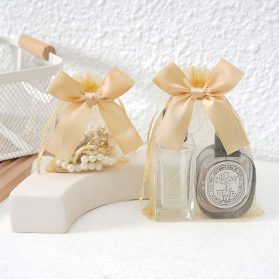 Imagen de 10 Unidades Organdí Bolsa Cordón Bowknot de Color de Champagne Oro 30cm  x 20cm 