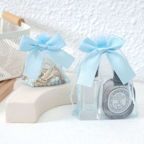 Imagen de 10 Unidades Organdí Bolsa Cordón Bowknot de Azul Cielo 20cm  x 15cm 