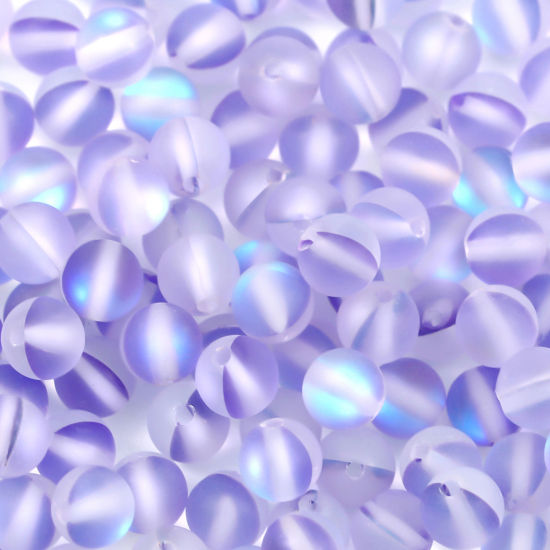 Image de Perle Polaris Imitation en Verre Rond Bleu Violet Translucide Givré, Env. 6mm Dia, Trou: 0.9mm, 100 Pcs