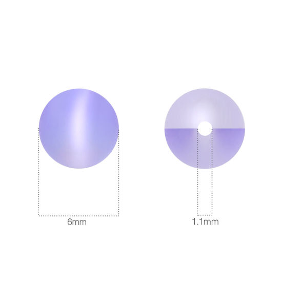 Image de Perle Polaris Imitation en Verre Rond Bleu Violet Translucide Givré, Env. 6mm Dia, Trou: 0.9mm, 100 Pcs