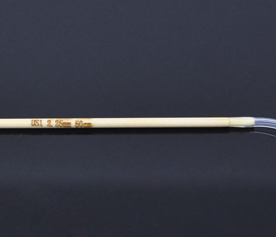Image de (US1 2.25mm) Aiguilles Circulaire en Bambou Couleur Naturelle 50cm long, 1 Paire
