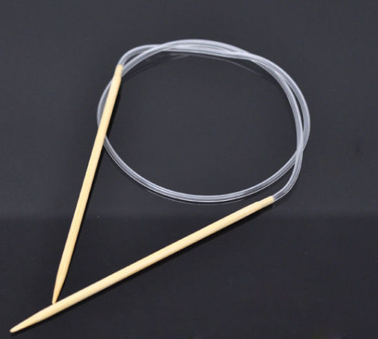 Image de (US2 2.75mm) Aiguilles Circulaire en Bambou Couleur Naturelle 50cm long, 1 Paire