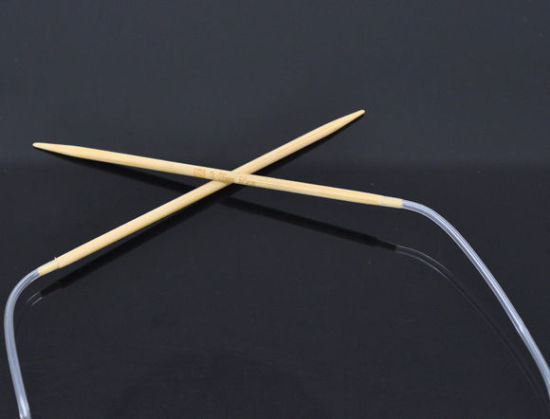 Image de (US2 2.75mm) Aiguilles Circulaire en Bambou Couleur Naturelle 50cm long, 1 Paire