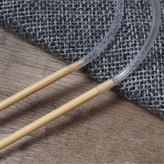 Image de (US2 2.75mm) Aiguilles Circulaire en Bambou Couleur Naturelle 50cm long, 1 Paire