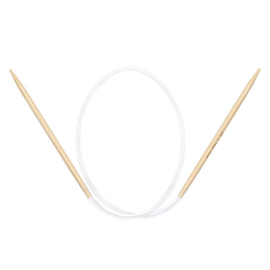 Image de (US5 3.75mm) Aiguilles Circulaire en Bambou Couleur Naturelle 50cm long, 1 Paire