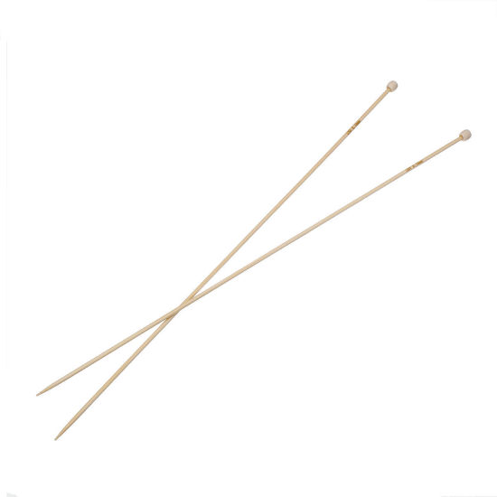 Image de (US2 2.75mm) Aiguilles à Tricoter Unique Point en Bambou Couleur Naturelle 34cm long, 1 Kit ( 2 Pcs/Kit)