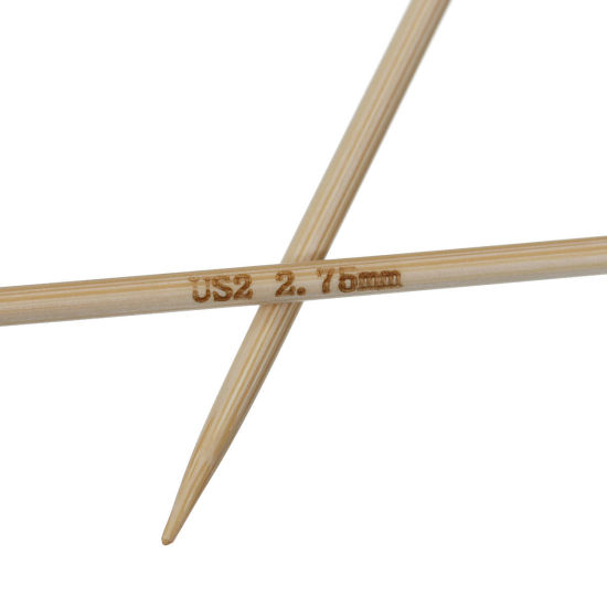 Image de (US2 2.75mm) Aiguilles à Tricoter Unique Point en Bambou Couleur Naturelle 34cm long, 1 Kit ( 2 Pcs/Kit)