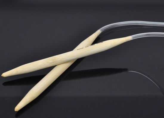 Image de (US15 10.0mm) Aiguilles Circulaire en Bambou Couleur Naturelle 80cm long, 1 Paire