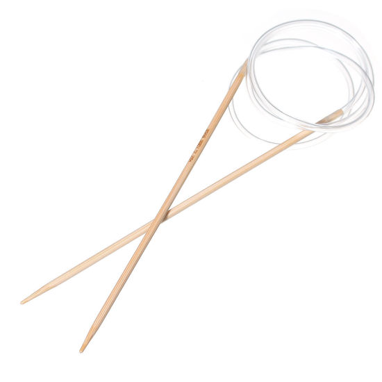 Image de (US2 2.75mm) Aiguilles Circulaire en Bambou Couleur Naturelle 80cm long, 1 Paire