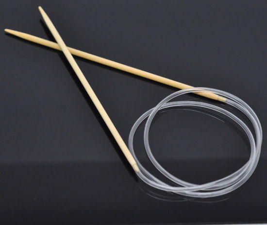 Image de (US3 3.25mm) Aiguilles Circulaire en Bambou Couleur Naturelle 80cm long, 1 Paire