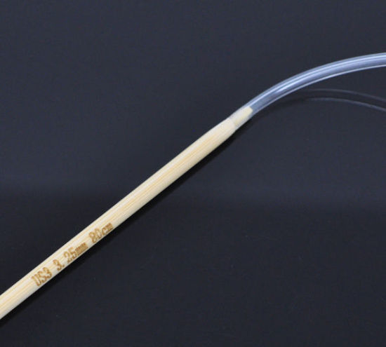 Image de (US3 3.25mm) Aiguilles Circulaire en Bambou Couleur Naturelle 80cm long, 1 Paire