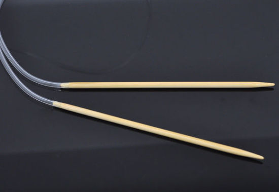 Image de (US5 3.75mm) Aiguilles Circulaire en Bambou Couleur Naturelle 80cm long, 1 Paire