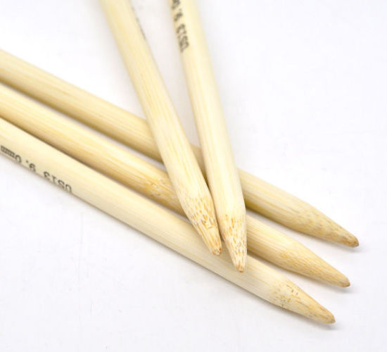 Image de (US13 9.0mm) Aiguilles à Tricoter Double Point en Bambou Couleur Naturelle 20cm Long, 1 Kit ( 5 Pcs/Kit)
