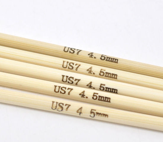 Image de (US7 4.5mm) Aiguilles à Tricoter Double Point en Bambou Couleur Naturelle 20cm Long, 1 Kit ( 5 Pcs/Kit)