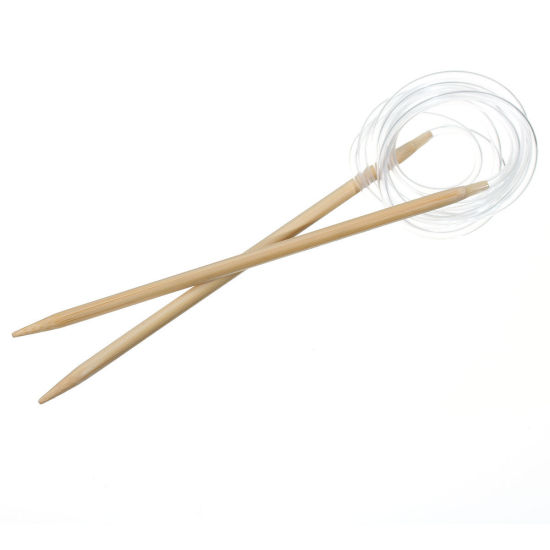 Image de (US7 4.5mm) Aiguilles Circulaire en Bambou Couleur Naturelle 120cm long, 1 Paire