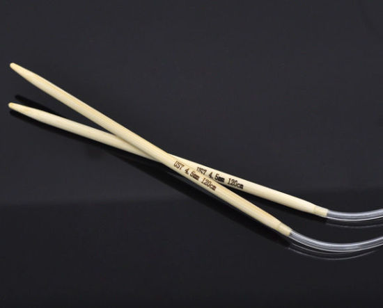 Image de (US7 4.5mm) Aiguilles Circulaire en Bambou Couleur Naturelle 120cm long, 1 Paire