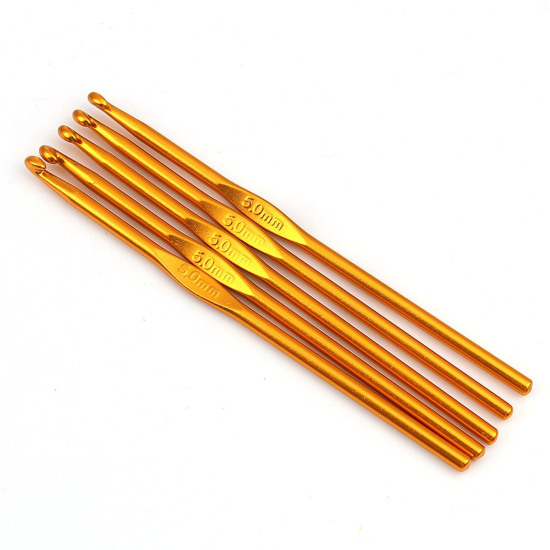 Image de Aiguilles à Tricoter Crochet en Aluminium Couleur au Hasard 5.0mm Gros, 15cm long, 5 Pcs