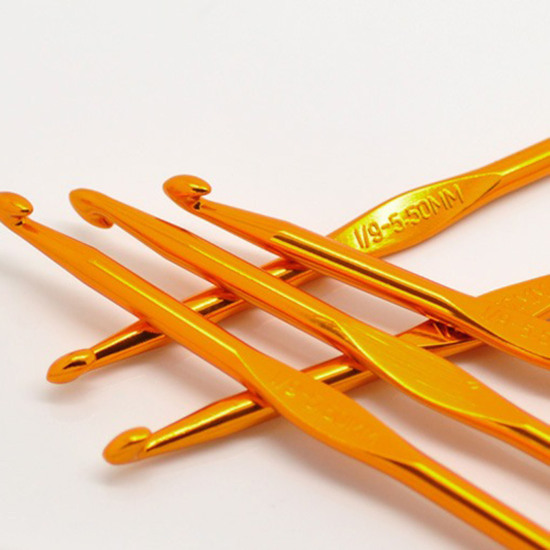 Image de Aiguilles à Tricoter Crochet en Aluminium Couleur au Hasard 5.5mm Gros, 15cm long, 5 Pcs