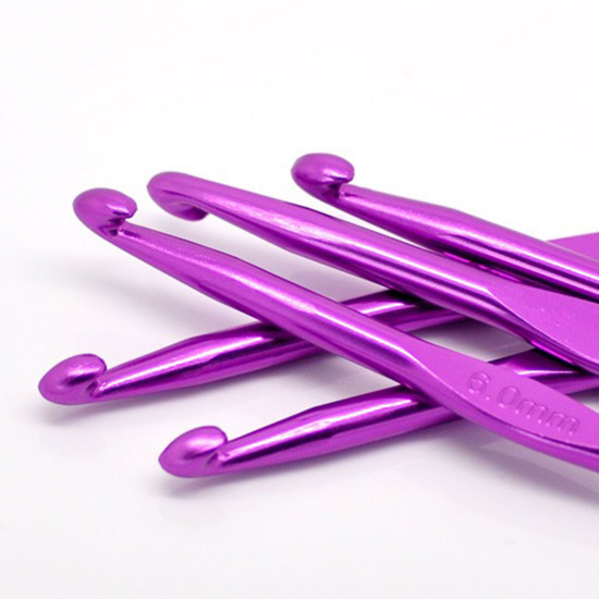 Image de Aiguilles à Tricoter Crochet en Aluminium Couleur au Hasard 6.0mm Gros, 15cm long, 5 Pcs