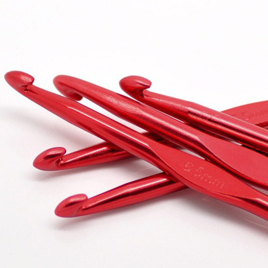 Image de Aiguilles à Tricoter Crochet en Aluminium Couleur au Hasard 6.5mm Gros, 15cm long, 5 Pcs