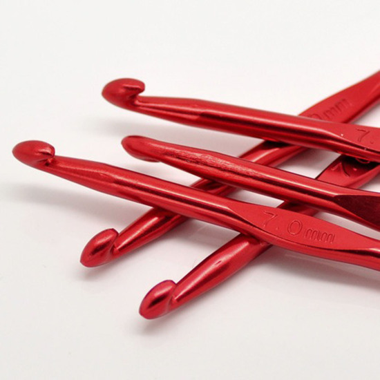 Image de Aiguilles à Tricoter Crochet en Aluminium Couleur au Hasard 7.0mm Gros, 15cm long, 5 Pcs