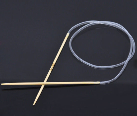 Image de (US1 2.25mm) Aiguilles Circulaire en Bambou Couleur Naturelle 40cm long, 1 Pièce