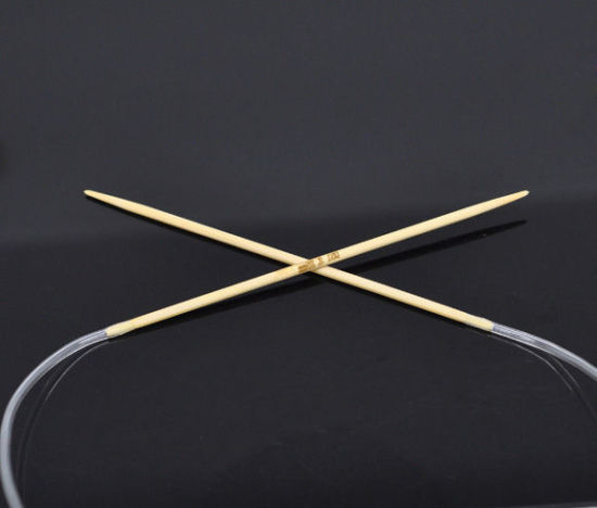 Image de (US1 2.25mm) Aiguilles Circulaire en Bambou Couleur Naturelle 40cm long, 1 Pièce