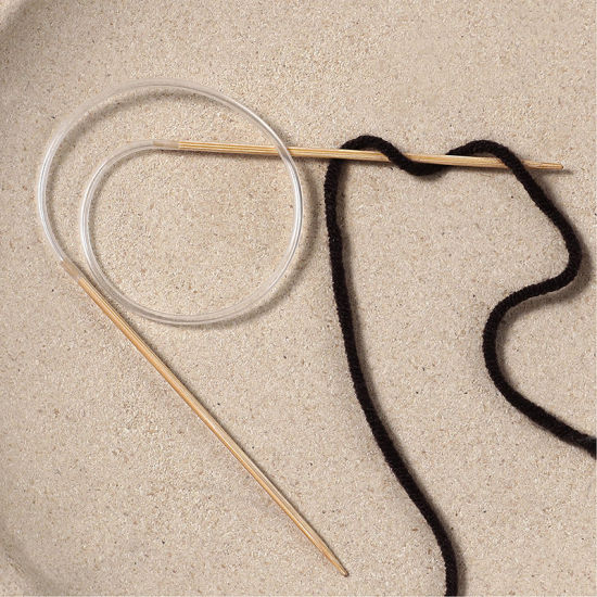Image de (US1 2.25mm) Aiguilles Circulaire en Bambou Couleur Naturelle 40cm long, 1 Pièce
