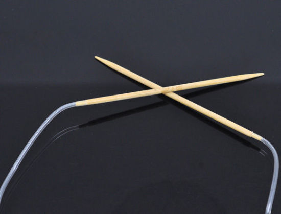 Image de (US2 2.75mm) Aiguilles Circulaire en Bambou Couleur Naturelle 40cm long, 1 Pièce