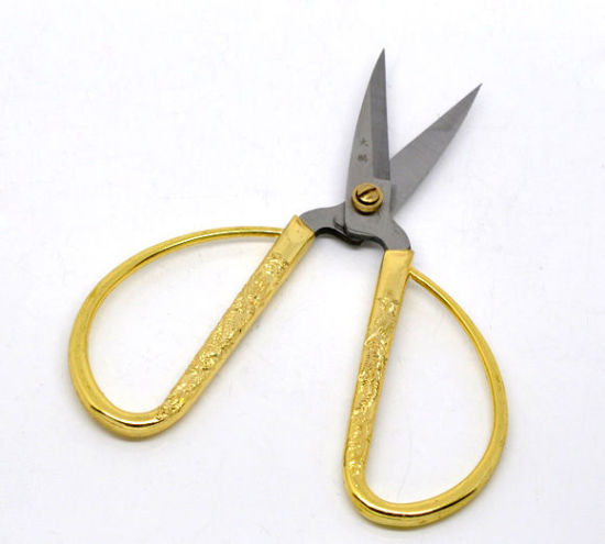 合金 はさみ 金メッキ 13cm x 7cm、 1 個 の画像