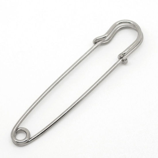 Image de Broches Épingles de Sûreté en Alliage de Fer Argent Mat 7.4cm x 1.4cm, 1 Pièce
