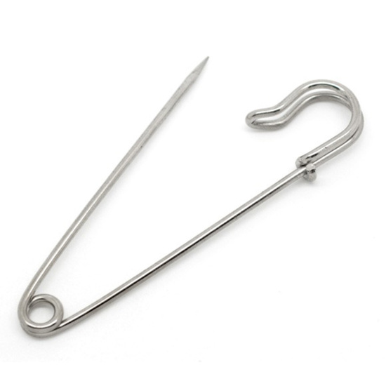 Image de Broches Épingles de Sûreté en Alliage de Fer Argent Mat 7.4cm x 1.4cm, 1 Pièce