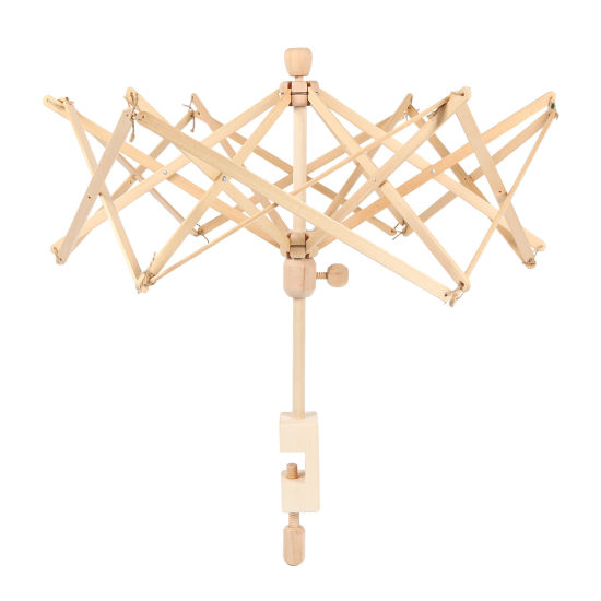 Image de 1 Pièce Dévidoir Parapluie pour Tricot et Crochet en Bois Naturel 72cm x 63cm