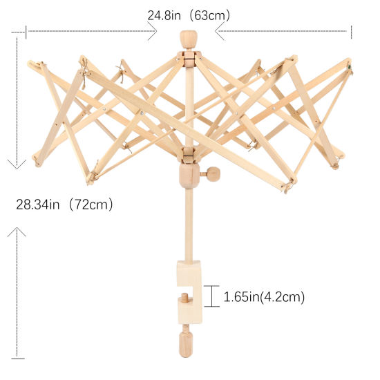 Image de 1 Pièce Dévidoir Parapluie pour Tricot et Crochet en Bois Naturel 72cm x 63cm