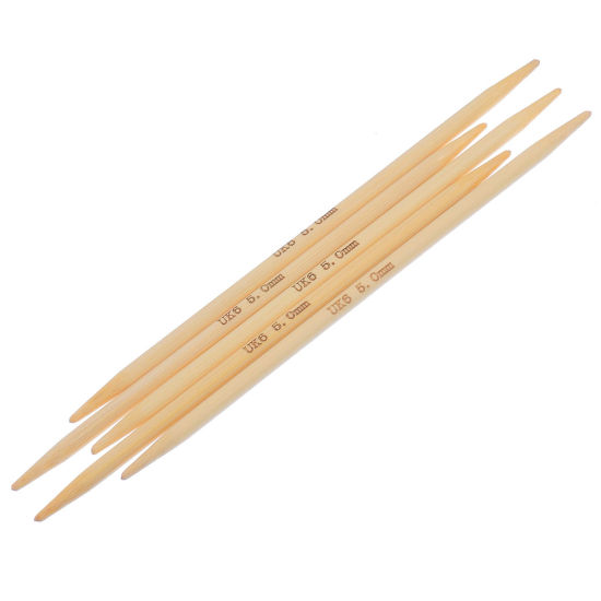 Image de (UK6 5.0mm) Aiguilles à Tricoter Double Point en Bambou Couleur Naturelle 15cm Long, 1 Kit ( 5 Pcs/Kit)