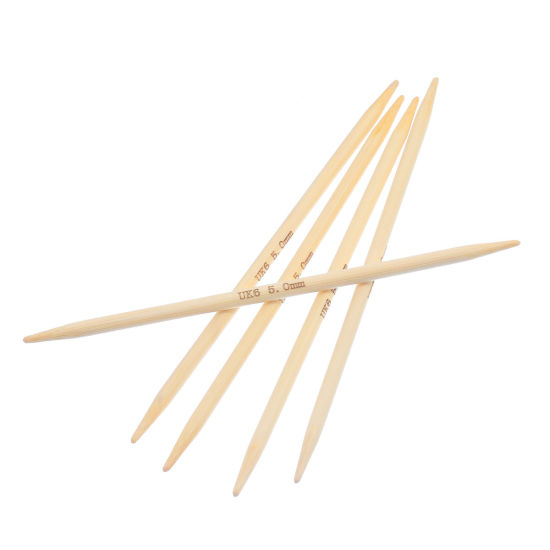 Image de (UK6 5.0mm) Aiguilles à Tricoter Double Point en Bambou Couleur Naturelle 15cm Long, 1 Kit ( 5 Pcs/Kit)