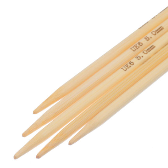 Image de (UK6 5.0mm) Aiguilles à Tricoter Double Point en Bambou Couleur Naturelle 15cm Long, 1 Kit ( 5 Pcs/Kit)