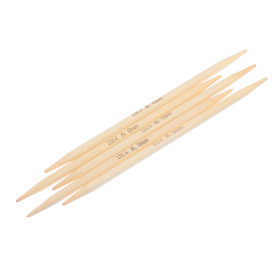 Image de (UK4 6.0mm) Aiguilles à Tricoter Double Point en Bambou Couleur Naturelle 15cm Long, 1 Kit ( 5 Pcs/Kit)