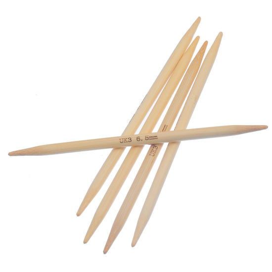 Image de (UK3 6.5mm) Aiguilles à Tricoter Double Point en Bambou Couleur Naturelle 15cm Long, 1 Kit ( 5 Pcs/Kit)