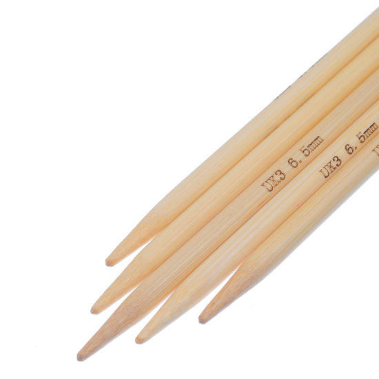 Image de (UK3 6.5mm) Aiguilles à Tricoter Double Point en Bambou Couleur Naturelle 15cm Long, 1 Kit ( 5 Pcs/Kit)