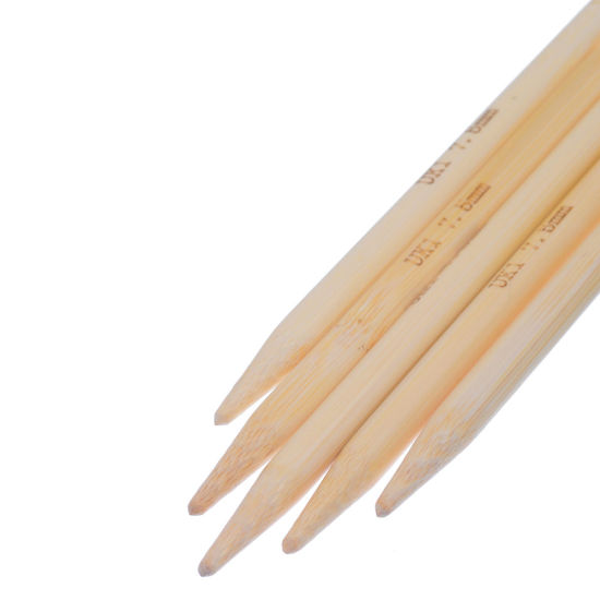 Image de (UK1 7.5mm) Aiguilles à Tricoter Double Point en Bambou Couleur Naturelle 15cm Long, 1 Paire ( 5 Pcs/Kit)