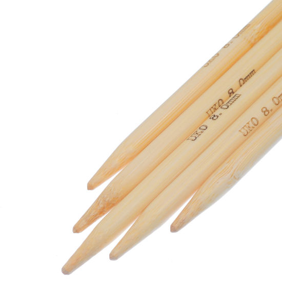 Image de (UK0 8.0mm) Aiguilles à Tricoter Double Point en Bambou Couleur Naturelle 15cm Long, 1 Kit ( 5 Pcs/Kit)