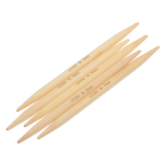 Image de (UK00 9.0mm) Aiguilles à Tricoter Double Point en Bambou Couleur Naturelle 15cm Long, 1 Kit ( 5 Pcs/Kit)