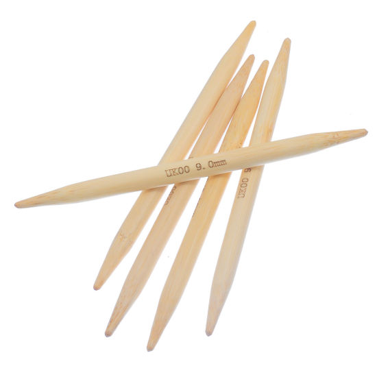 Image de (UK00 9.0mm) Aiguilles à Tricoter Double Point en Bambou Couleur Naturelle 15cm Long, 1 Kit ( 5 Pcs/Kit)