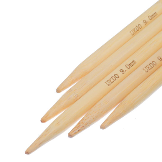 Image de (UK00 9.0mm) Aiguilles à Tricoter Double Point en Bambou Couleur Naturelle 15cm Long, 1 Kit ( 5 Pcs/Kit)