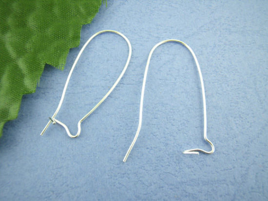 亜鉛合金 イヤリング部品フック 銀メッキ 16mm x 3.8cm、 ワイヤーサイズ:（21ゲージ）、200 PCs の画像