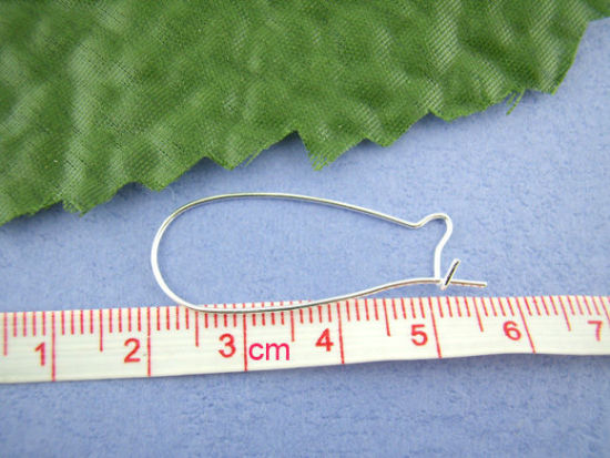 亜鉛合金 イヤリング部品フック 銀メッキ 16mm x 3.8cm、 ワイヤーサイズ:（21ゲージ）、200 PCs の画像