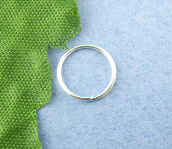 Bild von 600 Stück 10mm D., 0.7mm(21 Gauge) Eisenlegierung Offen Sprungringe für die Schmuckherstellung Versilbert Rund