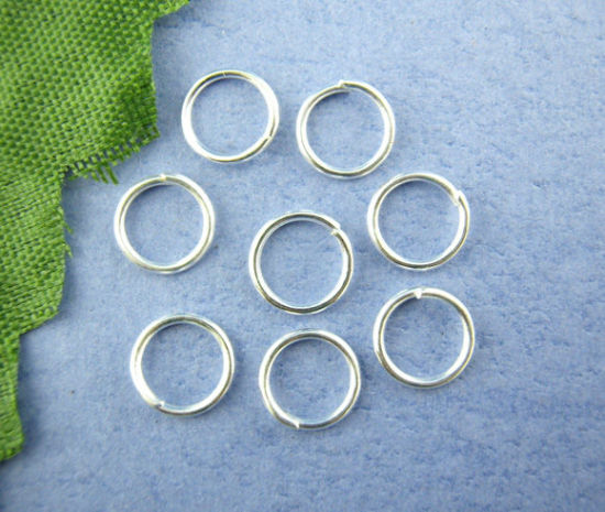 Bild von 600 Stück 10mm D., 0.7mm(21 Gauge) Eisenlegierung Offen Sprungringe für die Schmuckherstellung Versilbert Rund