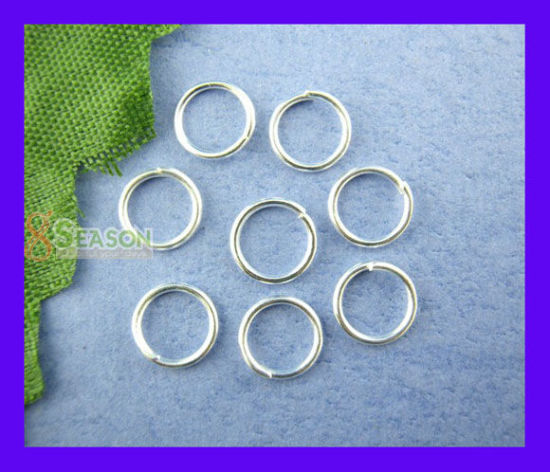 Bild von 600 Stück 10mm D., 0.7mm(21 Gauge) Eisenlegierung Offen Sprungringe für die Schmuckherstellung Versilbert Rund